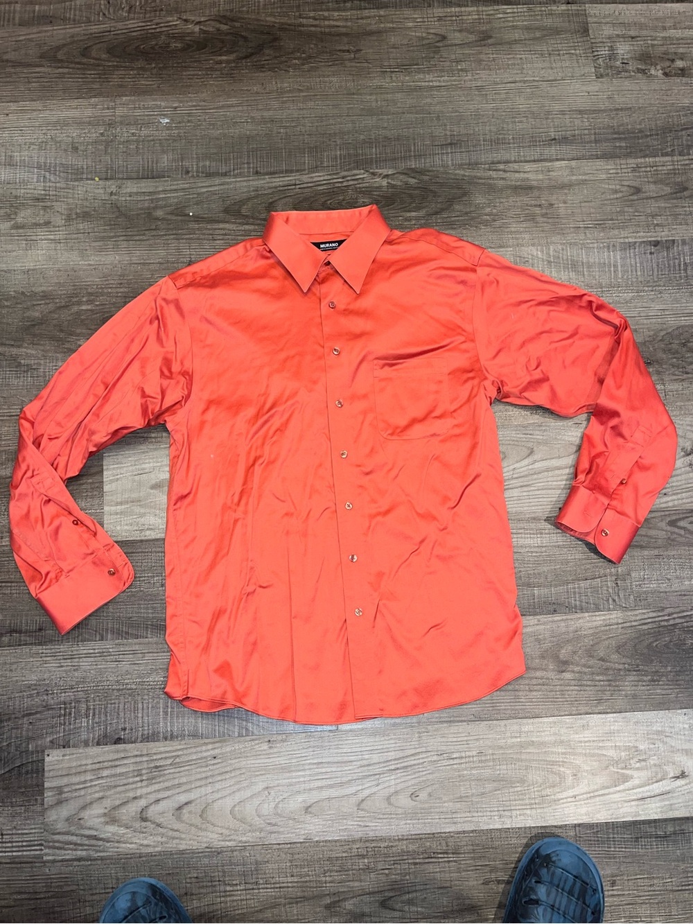 MURANO Long Sleeve Button Shirt Men's 17/35 Liquid Cotton orange